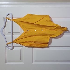 Yellow tie knot blouse